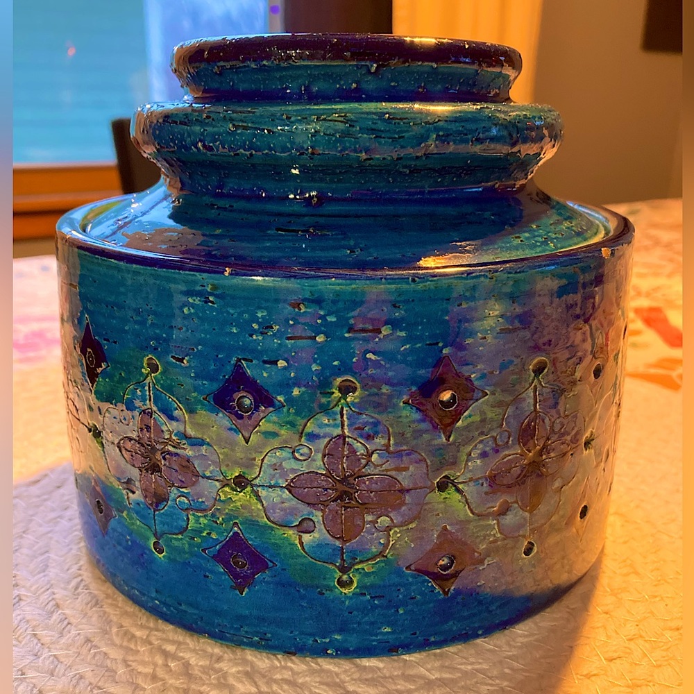 Bitossi Italian Rimini Blue storage jar with lid